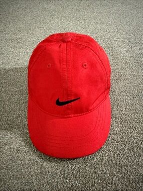 Nike Kids Bright Red Hat with Black Swoosh